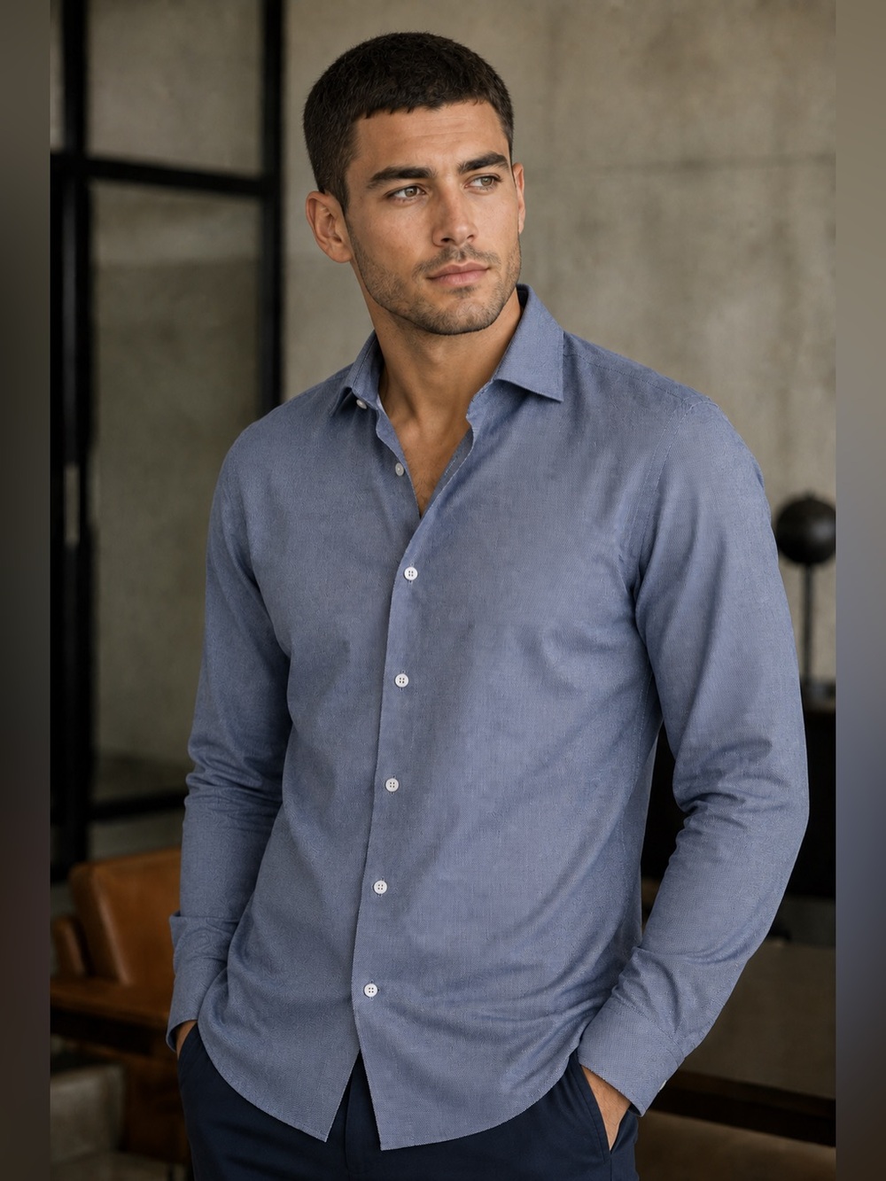 BOSS Hugo Boss Gerald Blue Cotton Regular Fit Shirt 16.5 / 42